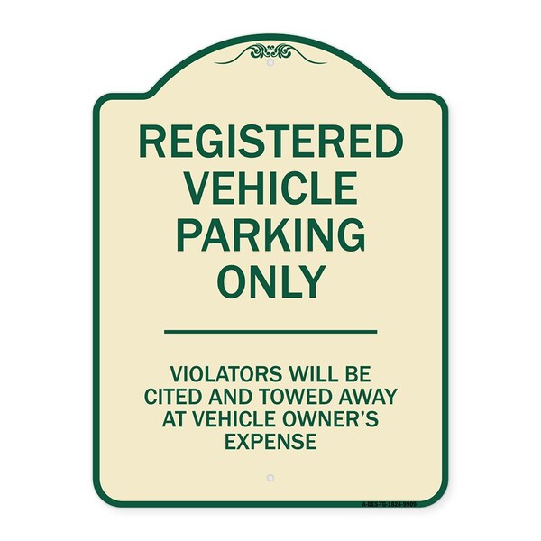 Designer Series-Registered Vehicle Parking Violators Will Be Cited And To, 24" x 18", TG-1824-9909